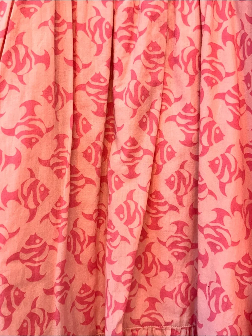 J Crew Crewcuts Girls' Pink smocked ruffle dress Fish Print Size 8